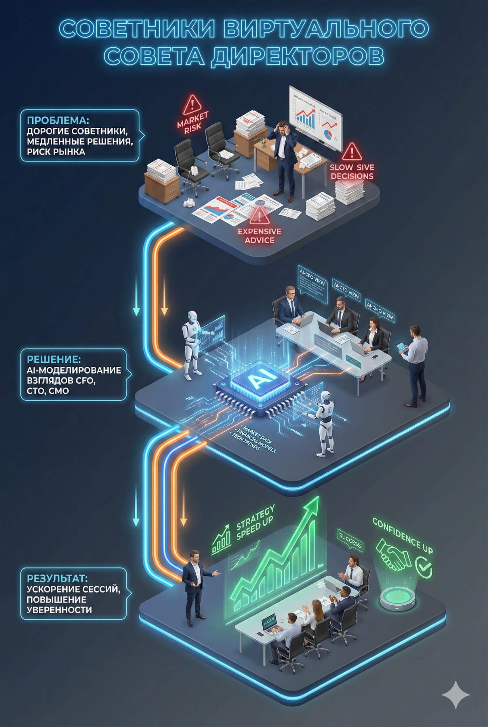 AI-симуляция C-Level: Мнения CFO и CTO для решений