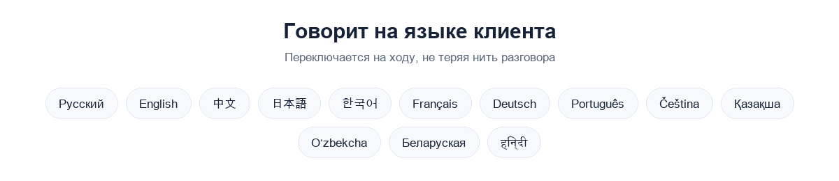 ИИ-продавец говорит на русском, английском, китайском, японском, корейском и других языках
